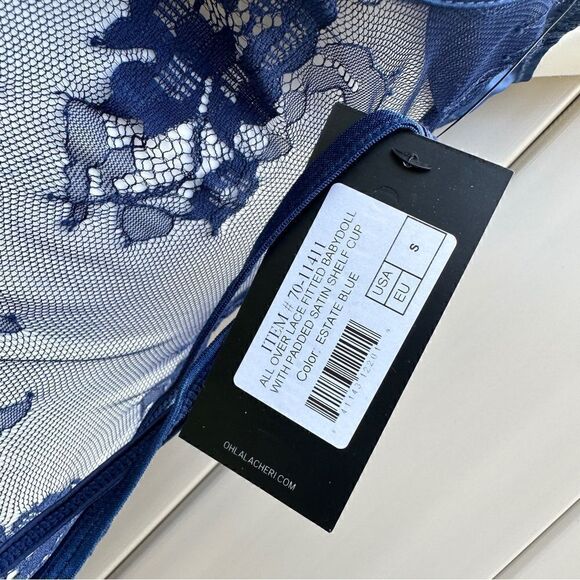 NWT Oh La La Cheri all over lace fitted lace chemise w/padded shelf cup Sz S set - Picture 5 of 12